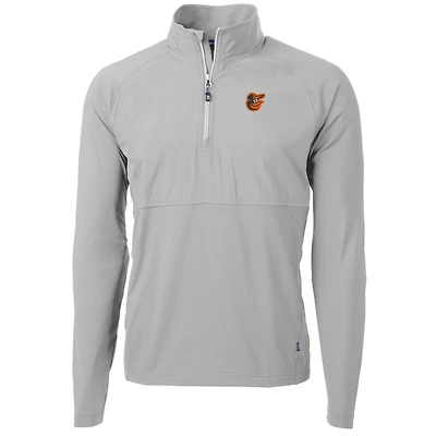 Men's Cutter & Buck Gray Baltimore Orioles Adapt Eco Knit Hybrid Recycled Quarter-Zip Pullover Jacket