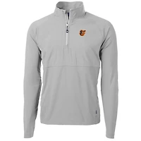 Men's Cutter & Buck Gray Baltimore Orioles Adapt Eco Knit Hybrid Recycled Quarter-Zip Pullover Jacket