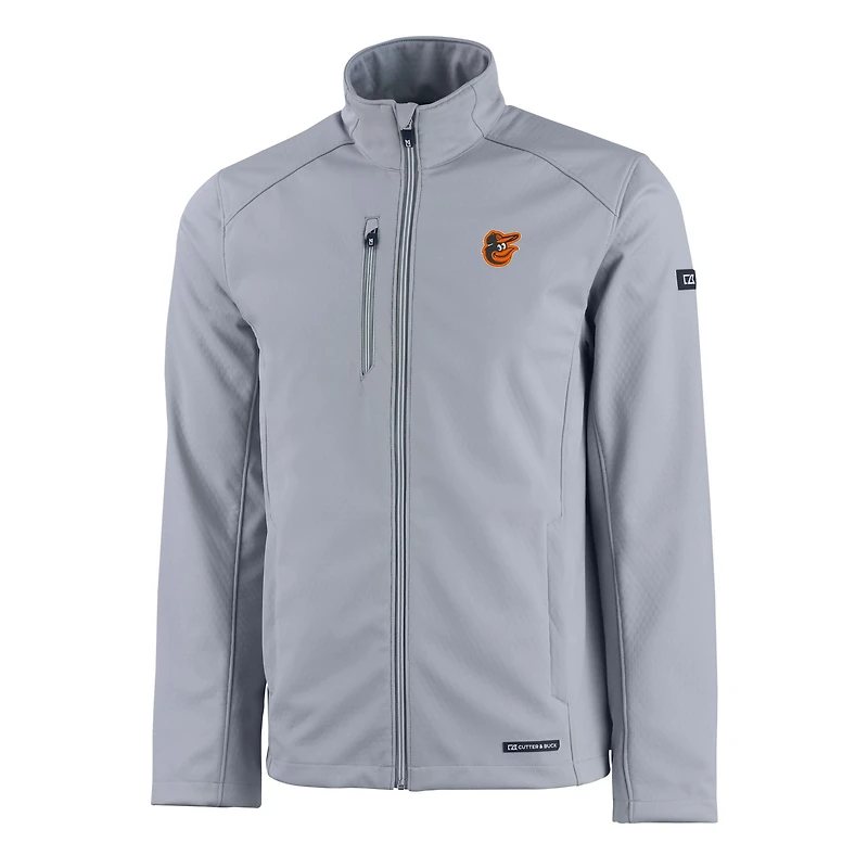 Veste zippée intégrale recyclée Evoke Eco Softshell pour homme, grise, des Baltimore Orioles Cutter & Buck