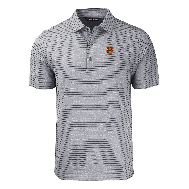 Men's Cutter & Buck Heather Black Baltimore Orioles Big Tall Forge Eco Heathered Stripe Stretch Recycled Polo