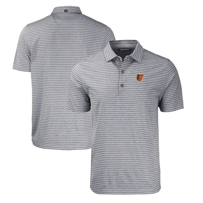 Men's Cutter & Buck Heather Black Baltimore Orioles Big Tall Forge Eco Heathered Stripe Stretch Recycled Polo