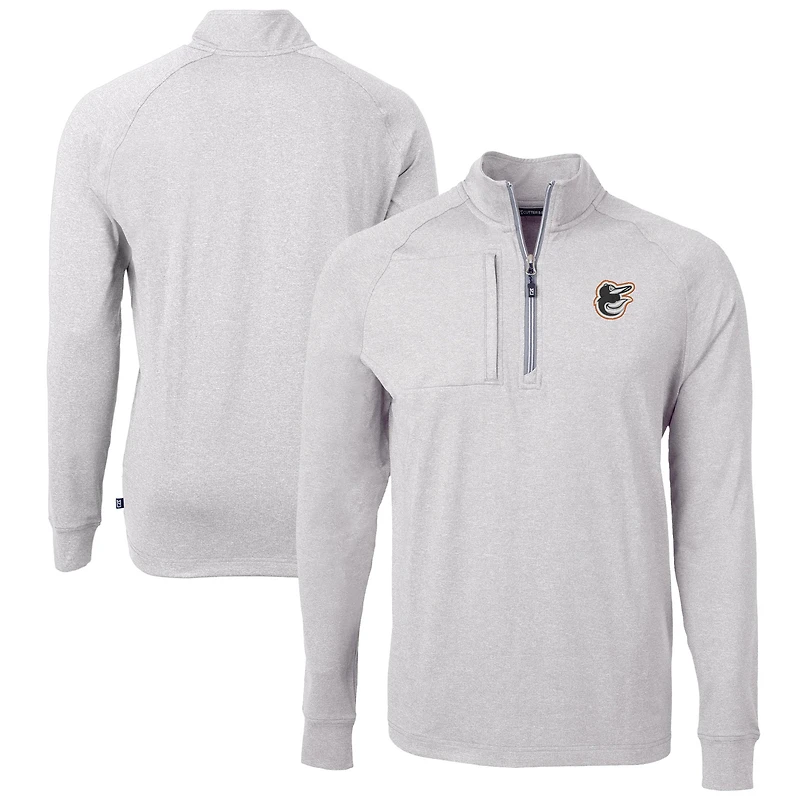 Pull-over zippé quart de tour en tricot extensible recyclé Adapt Eco Knit pour homme, gris chiné, des Baltimore Orioles