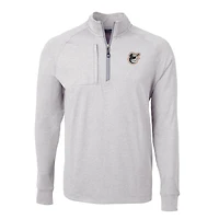 Men's Cutter & Buck Heather Gray Baltimore Orioles Adapt Eco Knit Stretch Recycled Quarter-Zip Pullover Top