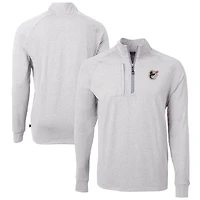 Men's Cutter & Buck Heather Gray Baltimore Orioles Adapt Eco Knit Stretch Recycled Quarter-Zip Pullover Top