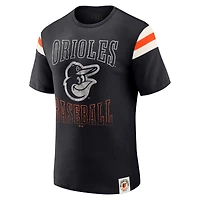 Men's Darius Rucker Collection by Fanatics Black Baltimore Orioles Distressed Sleeve Stripe T-Shirt