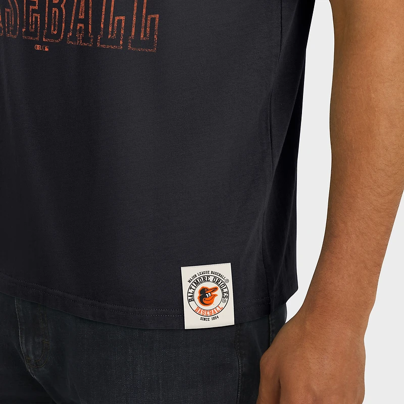 T-shirt à rayures et manches vieillies pour homme, collection Darius Rucker par Fanatics, noir, des Baltimore Orioles