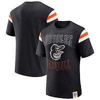 T-shirt à rayures et manches vieillies pour homme, collection Darius Rucker par Fanatics, noir, des Baltimore Orioles