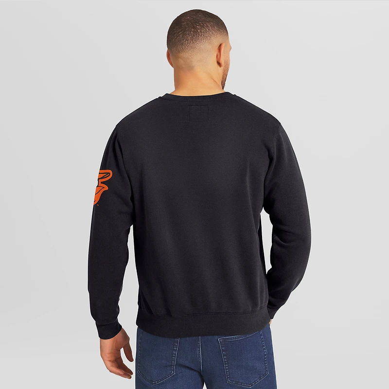 Sweat-shirt à col rond délavé noir Baltimore Orioles de la collection Darius Rucker pour homme par Fanatics