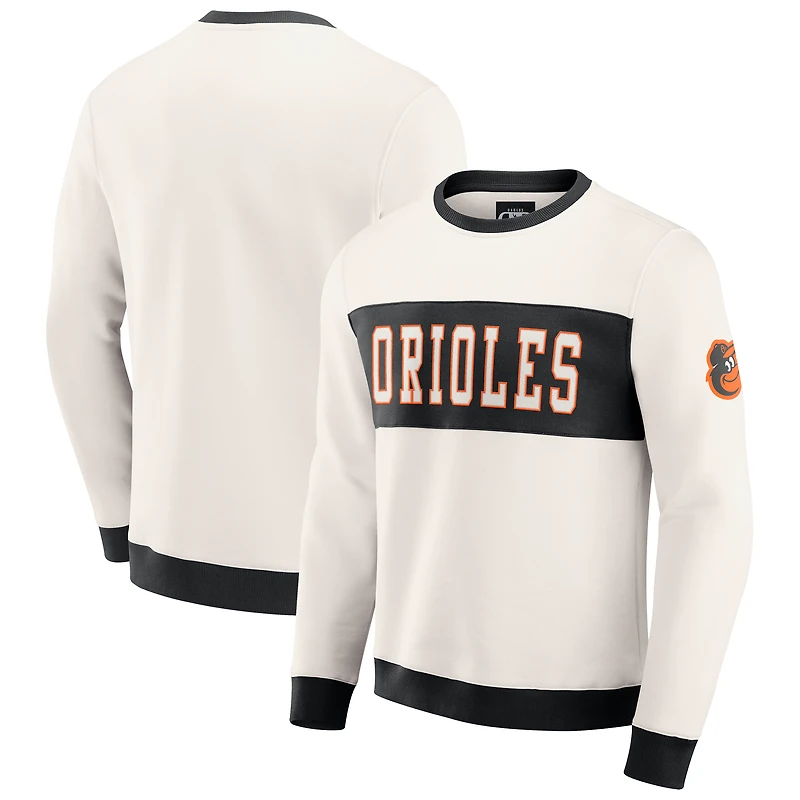 Men's Darius Rucker Collection by Fanatics  Cream Baltimore Orioles Colorblock Crewneck Sweatshirt