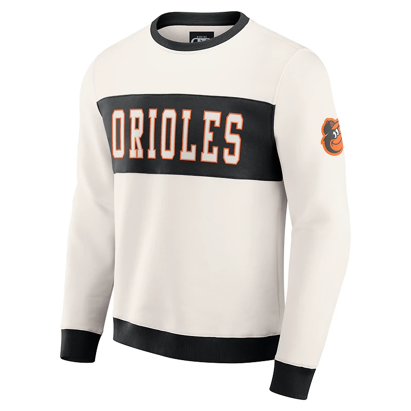 Men's Darius Rucker Collection by Fanatics  Cream Baltimore Orioles Colorblock Crewneck Sweatshirt