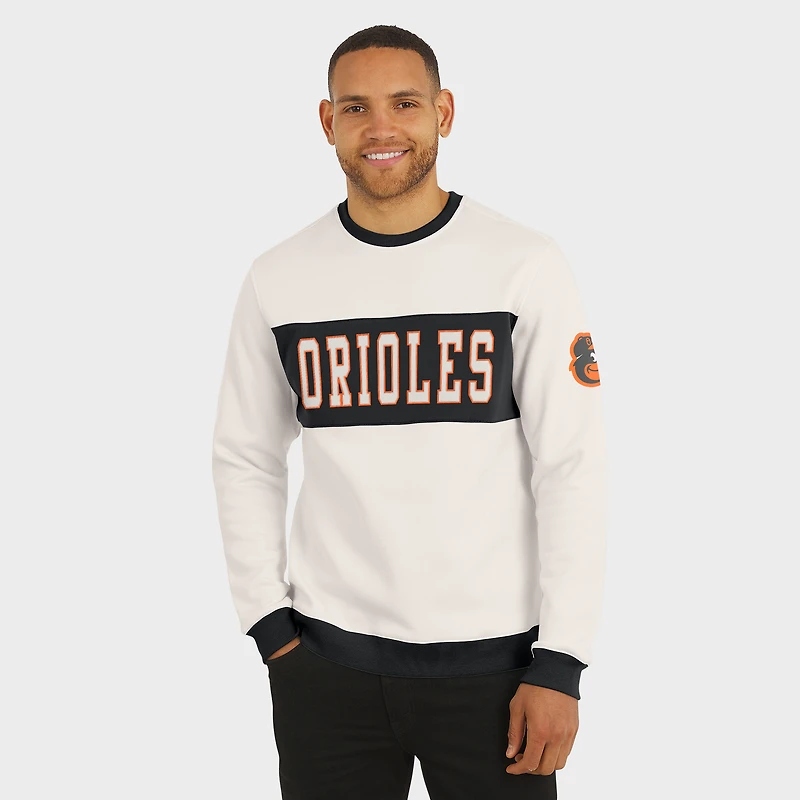 Men's Darius Rucker Collection by Fanatics  Cream Baltimore Orioles Colorblock Crewneck Sweatshirt
