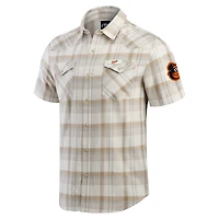 Chemise à carreaux boutons-pression pour homme Darius Rucker Collection by Fanatics, gris, Baltimore Orioles