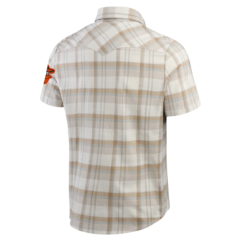 Chemise à carreaux boutons-pression pour homme Darius Rucker Collection by Fanatics, gris, Baltimore Orioles