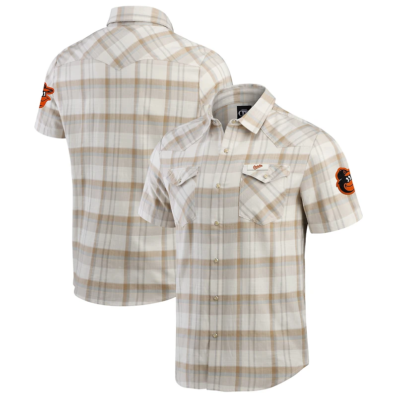 Chemise à carreaux boutons-pression pour homme Darius Rucker Collection by Fanatics, gris, Baltimore Orioles