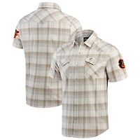 Chemise à carreaux boutons-pression pour homme Darius Rucker Collection by Fanatics, gris, Baltimore Orioles
