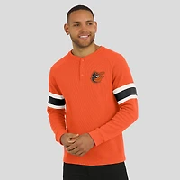 Men's Darius Rucker Collection by Fanatics Orange Baltimore Orioles Waffle-Knit Raglan Long Sleeve Henley T-Shirt