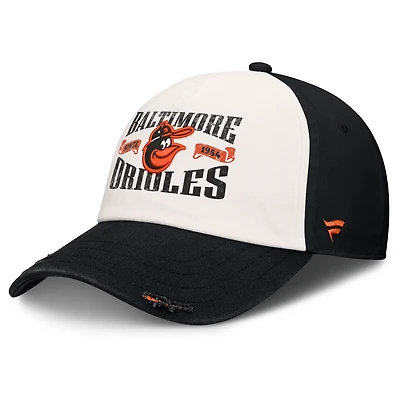Casquette ajustable Fanatics noire et crème Baltimore Orioles Heritage Scar pour homme
