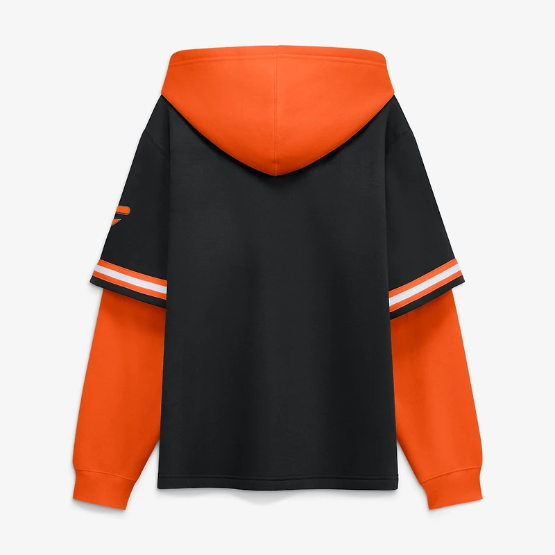 Men's Fanatics Black/Orange Baltimore Orioles Oversized Fire Speed Layered Hoodie