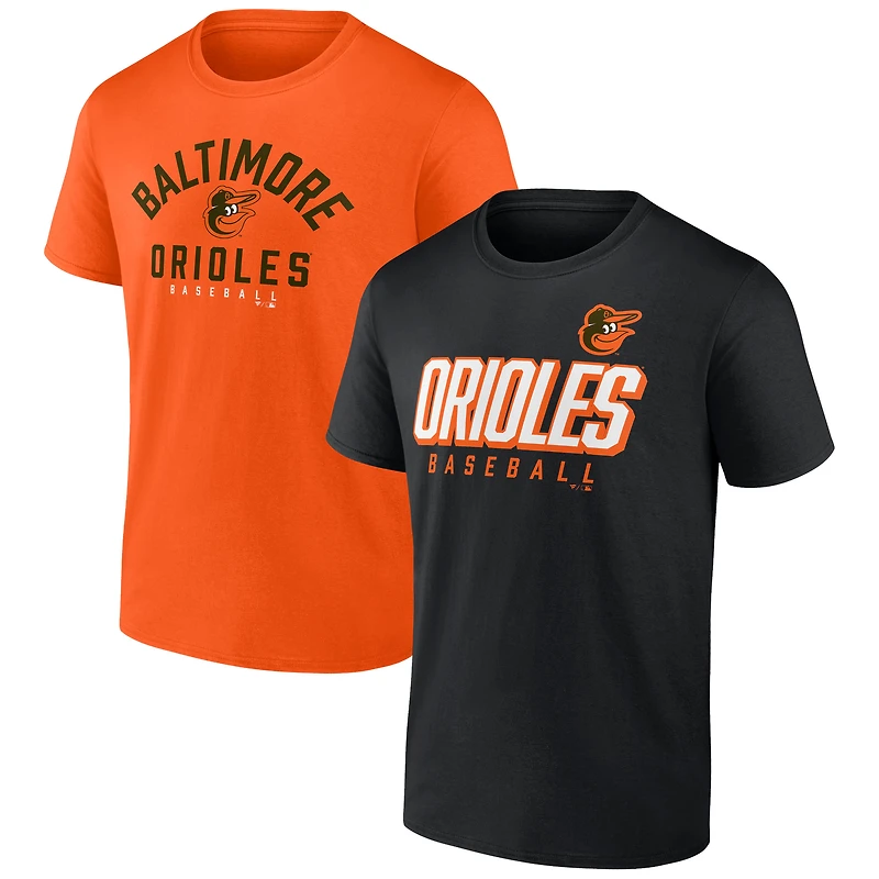 Ensemble de t-shirts Fanatics noirs et orange des Orioles Baltimore pour hommes