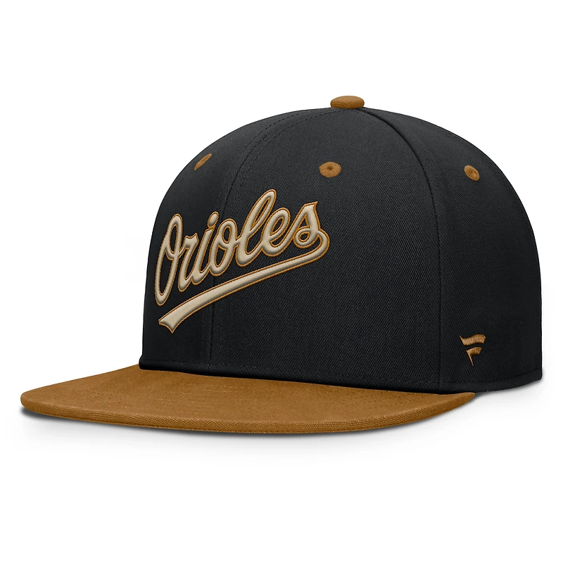 Men's Fanatics Black/Tan Baltimore Orioles Splinter Fitted Hat
