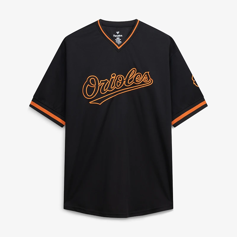 T-shirt à col en V texturé noir Fanatics Baltimore Orioles pour hommes, grandes tailles