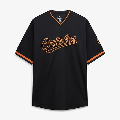 T-shirt à col en V texturé noir Fanatics Baltimore Orioles pour hommes, grandes tailles
