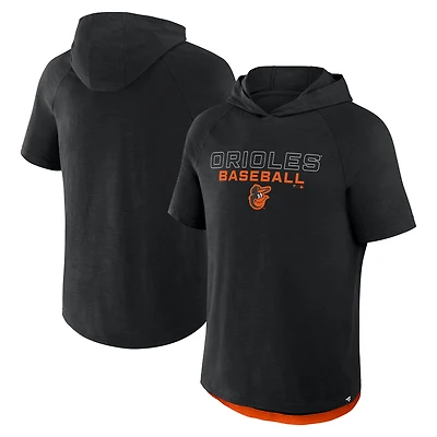 T-shirt à capuche raglan Fanatics pour homme, noir, Baltimore Orioles Clubhouse Optimal Play