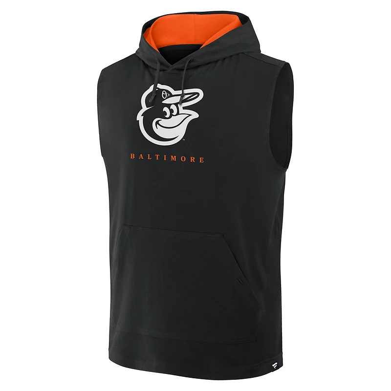 Men's Fanatics Black Baltimore Orioles Fire Speed Sleeveless Pullover Hoodie