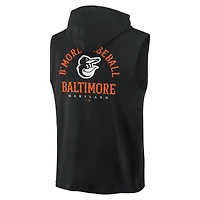 Men's Fanatics Black Baltimore Orioles Fire Speed Sleeveless Pullover Hoodie