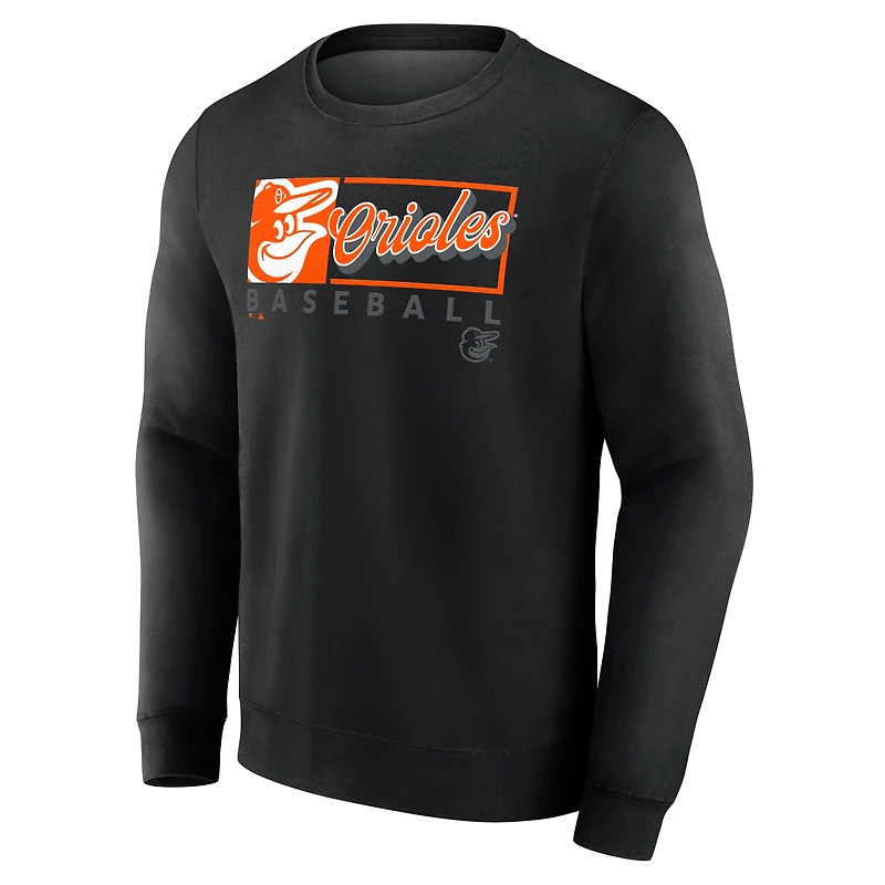 Men's Fanatics Black Baltimore Orioles Focus Fleece Pullover Sweatshirt