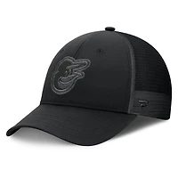 Casquette de camionneur ajustable noire Fanatics pour hommes des Baltimore Orioles