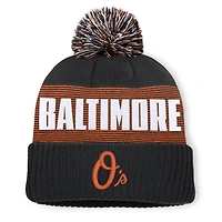 Bonnet à revers rayé Baltimore Orioles noir Fanatics pour homme avec pompon