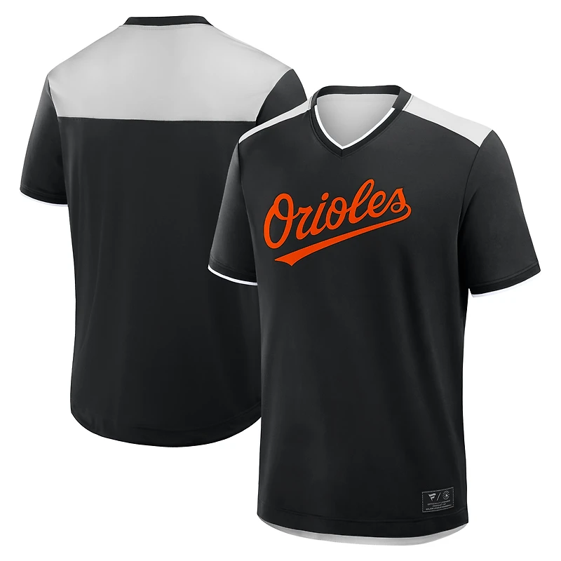 T-shirt noir à col en V pour homme Fanatics des Orioles de Baltimore