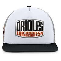 Men's Fanatics Gray/White Baltimore Orioles Cranked Foam Front Patch Trucker Adjustable Hat