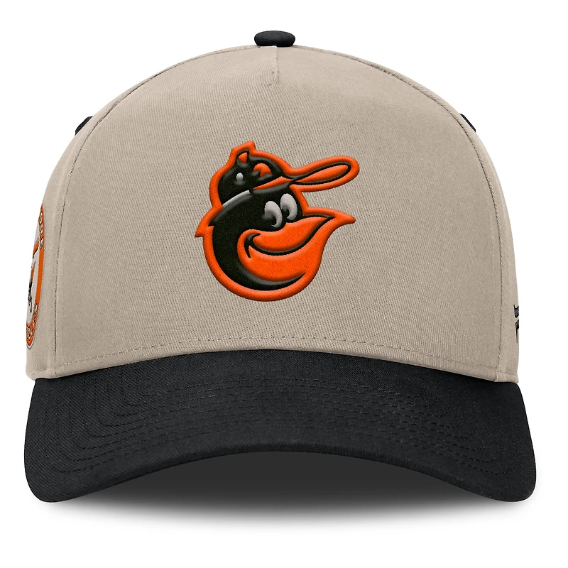 Casquette ajustable Fanatics kaki/noir Baltimore Orioles Veteran A-Frame pour homme