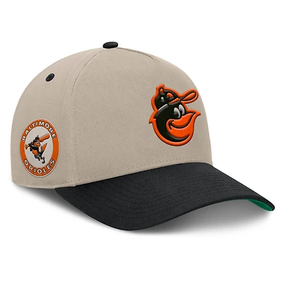 Casquette ajustable Fanatics kaki/noir Baltimore Orioles Veteran A-Frame pour homme