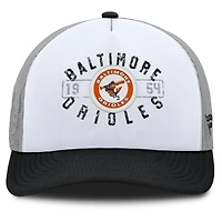 Men's Fanatics White/Black Baltimore Orioles Designated A-Frame Foam Front Trucker Adjustable Hat