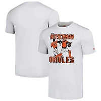 Men's Homage Adley Rutschman Gray Baltimore Orioles Caricature Player Tri-Blend T-Shirt