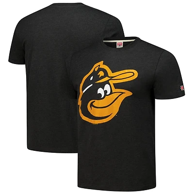 Men's Homage Black Baltimore Orioles Cooperstown Collection Hand-Drawn Logo Tri-Blend T-Shirt