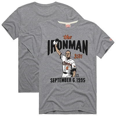 T-shirt gris pour homme, hommage à Cal Ripken Jr., joueur des Orioles de Baltimore