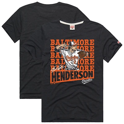 Men's Homage Gunnar Henderson Charcoal Baltimore Orioles Graphic Player T-Shirt