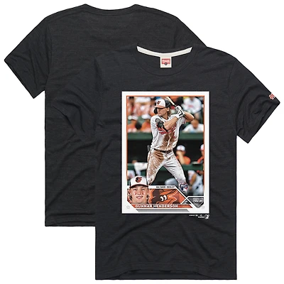 T-shirt homme hommage à Gunnar Henderson, carte de baseball Topps Baltimore Orioles, en mélange trois matières