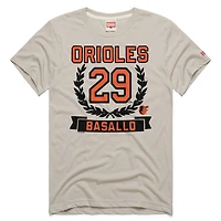 Men's Homage Samuel Basallo Stone Baltimore Orioles Wreath Rookie Graphic Tri-Blend T-Shirt
