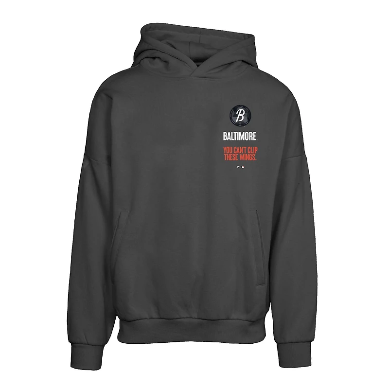 Sweat à capuche surdimensionné noir Baltimore Orioles City Connect Contact Baseline pour homme Levelwear