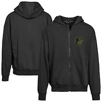 Sweat à capuche entièrement zippé surdimensionné motif camouflage numérique Uphill pour homme de Baltimore Orioles, noir, Levelwear