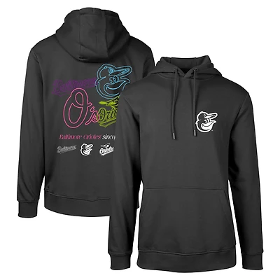 Men's Levelwear Black Baltimore Orioles Podium Vintage Pullover Hoodie