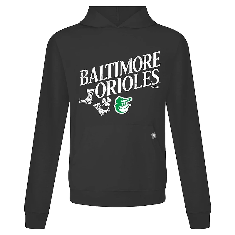 Men's Levelwear Black Baltimore Orioles St. Patrick's Day Relay Boots Pullover Hoodie