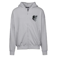 Sweat à capuche surdimensionné entièrement zippé motif camouflage numérique Uphill pour homme de Levelwear, gris, Baltimore Orioles