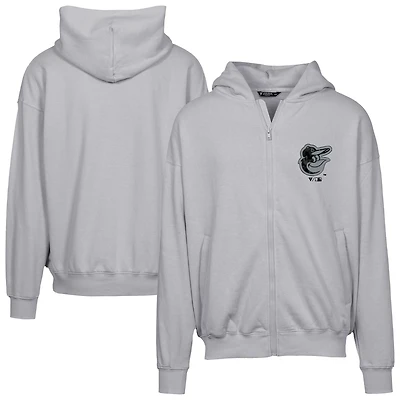 Sweat à capuche surdimensionné entièrement zippé motif camouflage numérique Uphill pour homme de Levelwear, gris, Baltimore Orioles
