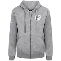 Men's Levelwear Gray Baltimore Orioles Podium Banner Arch Full-Zip Hoodie